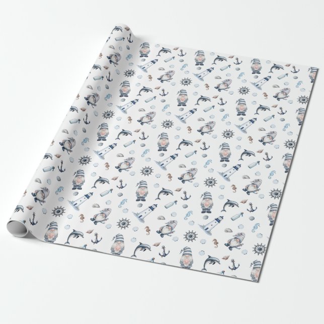 Nautical Gnomes! Wrapping Paper (Unrolled)