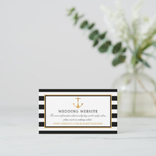 Nautical Gold Anchor, Black & Gold Wedding Website Enclosure Card