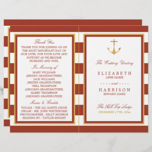 Nautical Gold Anchor, Red Brick Wedding Programme