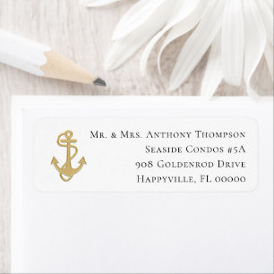 Nautical Gold Anchor Return Address Labels