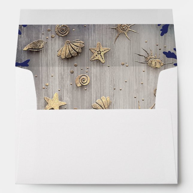 Nautical Gold and Navy Wedding Envelope (Back (Bottom))