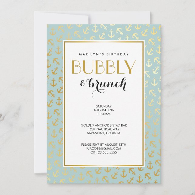 Nautical Golden Anchors Pattern Invitation (Front)