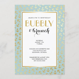 Nautical Golden Anchors Pattern Invitation