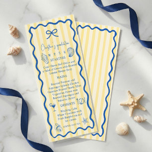 Nautical Graduation Party Menu Card   Blue Coastal