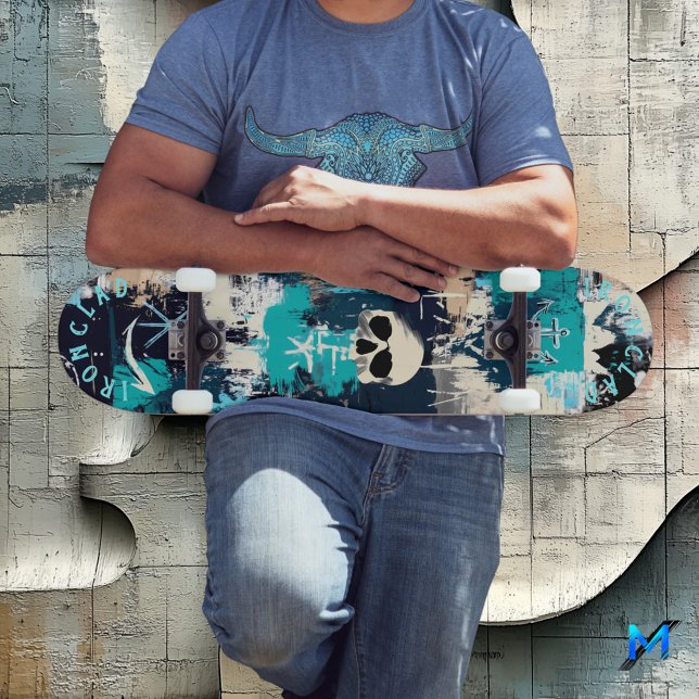 Nautical Graffiti-Inspired with Skulls and Anchors Skateboard (Creator Uploaded)