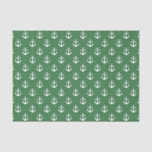 Nautical Green and White Anchor Pattern Tissue Paper