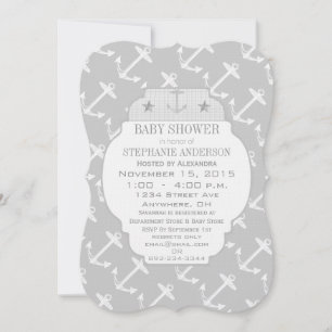 Nautical Grey Anchor Invitation