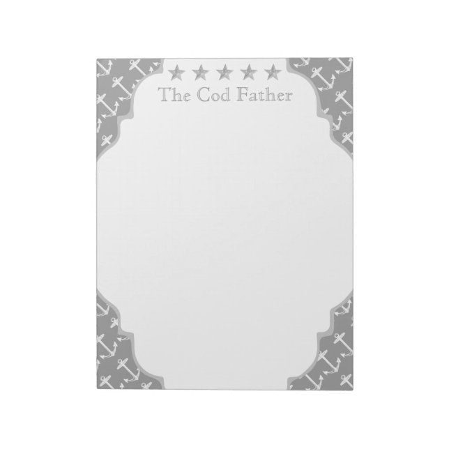 Nautical Grey Anchor Notepad (Rotated)