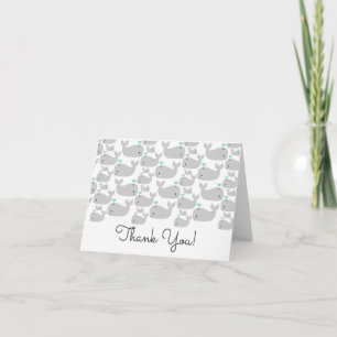 Nautical Grey Whales Baby Shower Thank You Note Card