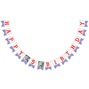 Nautical Happy Birthday 5th kids age bunting