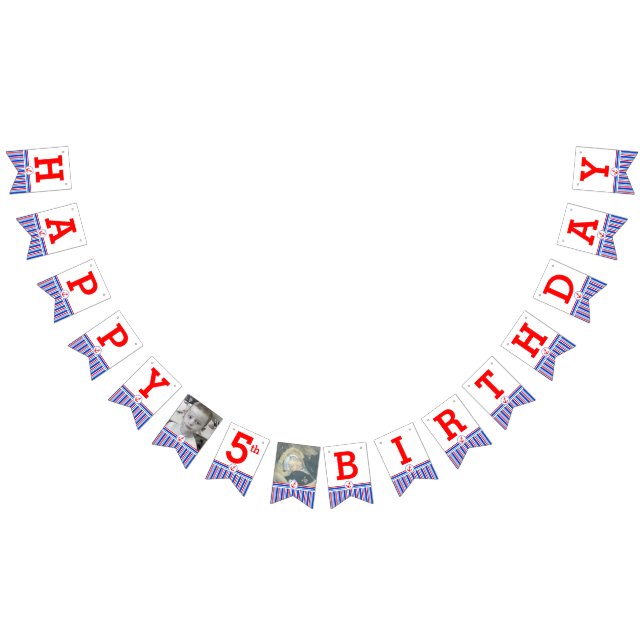 Nautical Happy Birthday 5th kids age bunting (All)