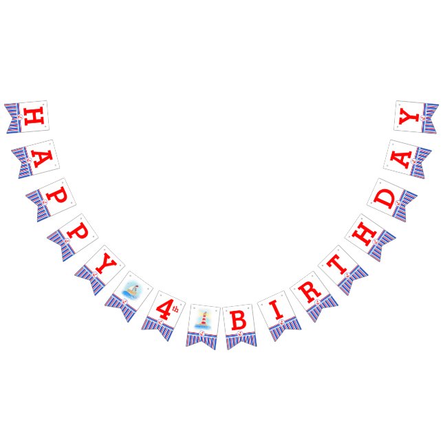 Nautical Happy Birthday kids age bunting (All)
