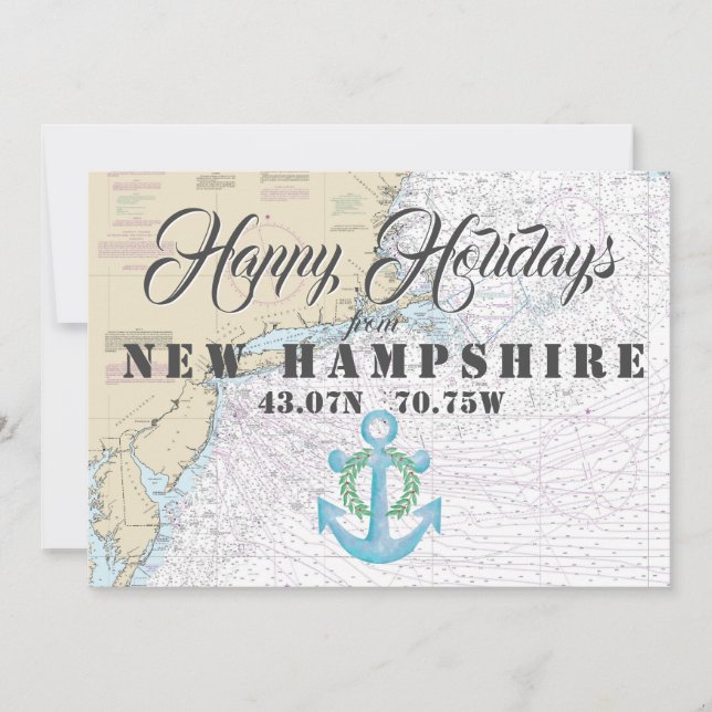 Nautical Happy Holidays from New Hampshire Holiday Card (Front)