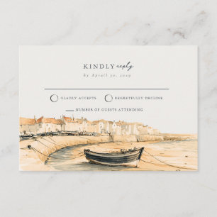 Nautical Harbour Mail Back Beach Wedding RSVP Card
