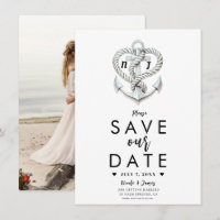 Nautical Heart Rope Anchor Coastal Save the Date