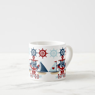 Nautical Hello Sailor Anchor Sail Boat Design Espresso Cup