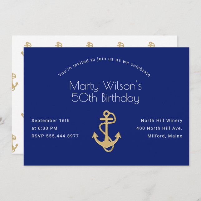 Nautical His Birthday Celebration Invitation (Front/Back)