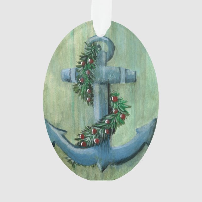 Nautical Holiday Anchor Ornament (Back)