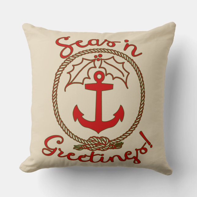 Nautical Holiday | Red & Green | You Customise Cushion (Front)
