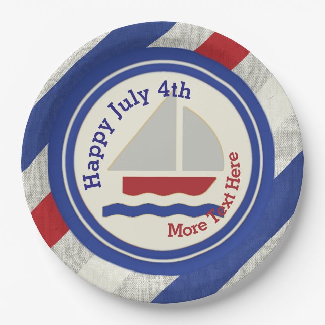 Nautical Independence Day Paper Plates (Front)