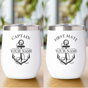 Nautical Insulated Captain First Mate Wine Tumbler