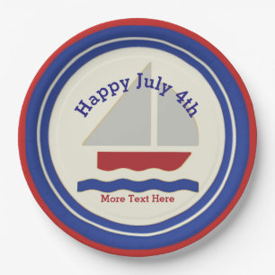 Nautical July 4th Paper Plates