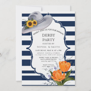 Nautical Kentucky Derby Party Invitation Navy Stri