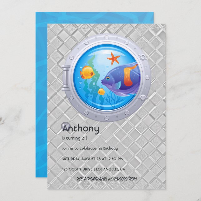 Nautical Kids Birthday Invitation (Front/Back)