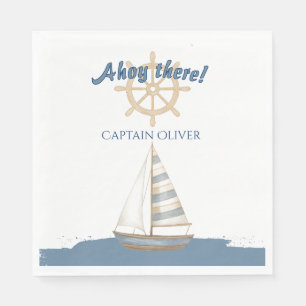 Nautical Kids Birthday Navy Blue & White boat Napkin
