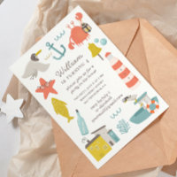 Nautical kids birthday party. Sea beach animals