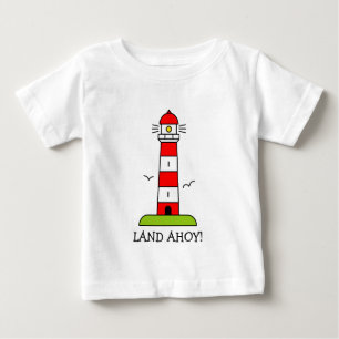 Nautical kids clothes   Striped lighthouse cartoon Baby T-Shirt