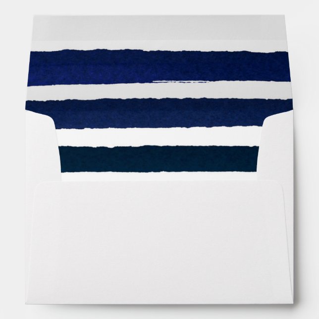 Nautical Knot Burlap Navy Stripes Wedding Envelope (Back (Bottom))