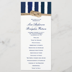 Nautical Knot Navy Stripes Wedding Program Programme