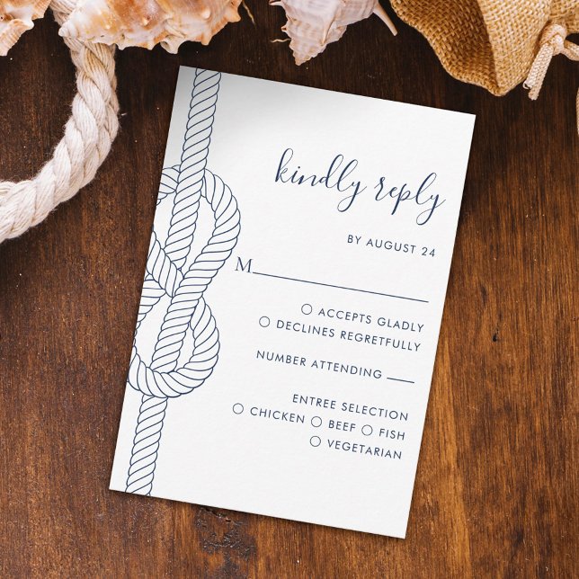 Nautical Knot Rope Wedding Meal Choice RSVP Card (Creator Uploaded)