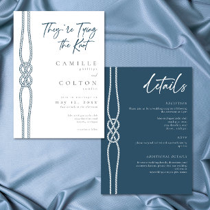 Nautical Knot Tying Knot Coastal Two Sided Wedding Invitation