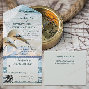 Nautical Lace Gannets Beach Wedding All In One Invitation