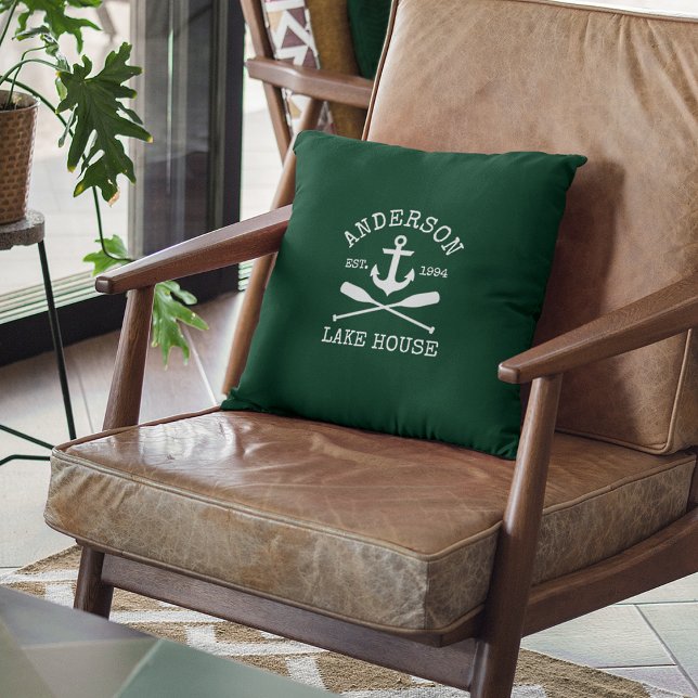 Nautical Lake House Family Anchor Oars Green Cushion (Creator Uploaded)