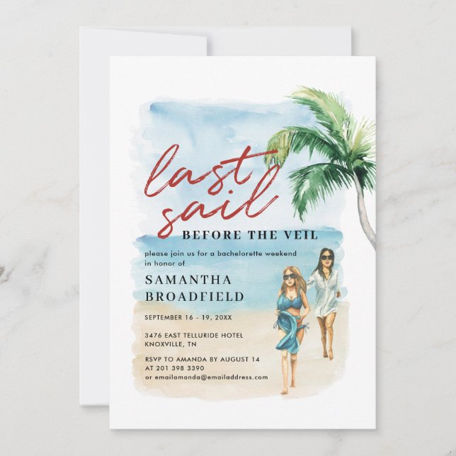 Nautical Last Sail Bachelorette Weekend Party Invitation (Front)