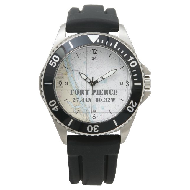 Nautical Latitude Longitude Boater Fort Pierce FL Watch (Front)