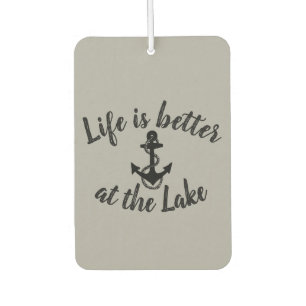 nautical LIFE IS BETTER AT THE LAKE and anchor   Car Air Freshener