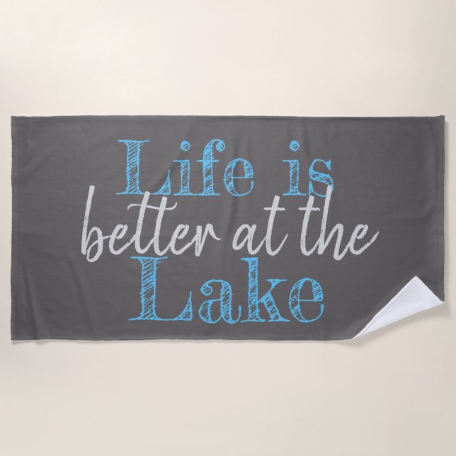 nautical LIFE IS BETTER AT THE LAKE | Beach Towel (Front)