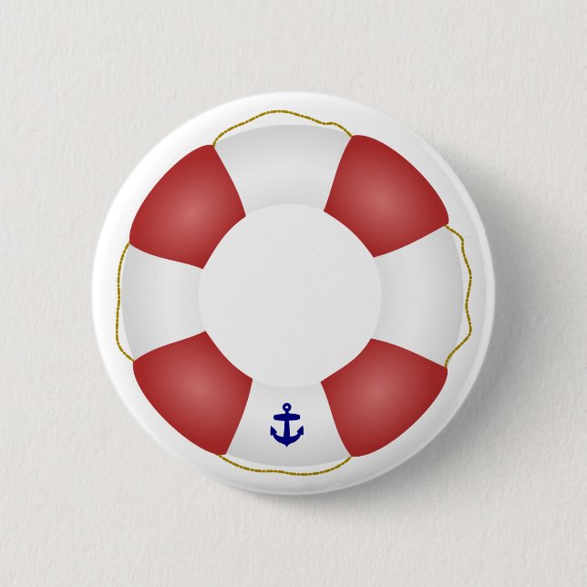 Nautical Life preserver 6 Cm Round Badge (Front)