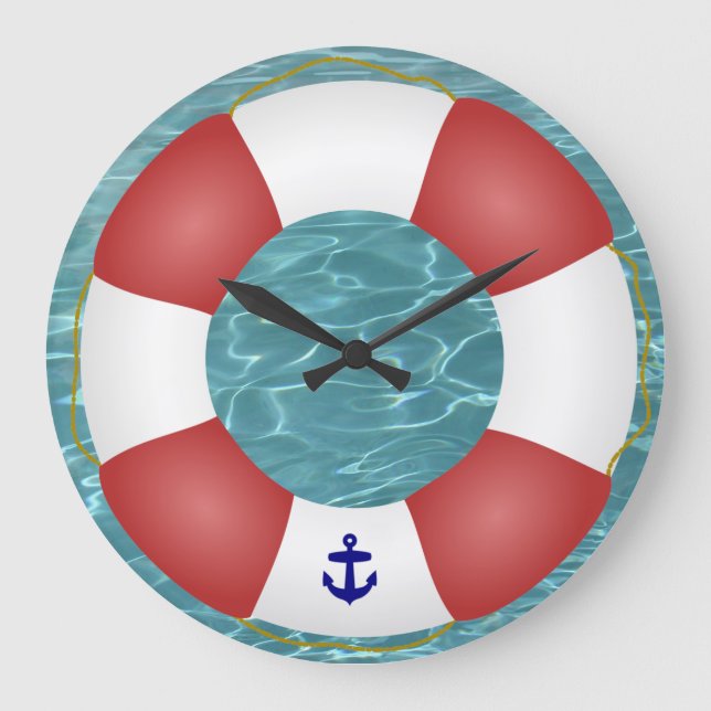 Nautical Life preserver Large Clock (Front)