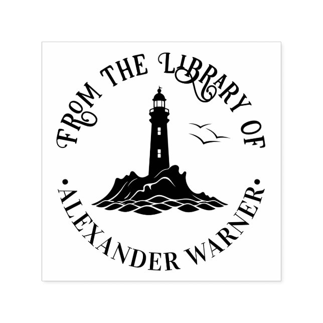 Nautical Lighthouse #3 “From the library of” Book  Self-inking Stamp (Design)