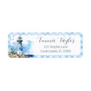 Nautical Lighthouse Baby Shower Return Address