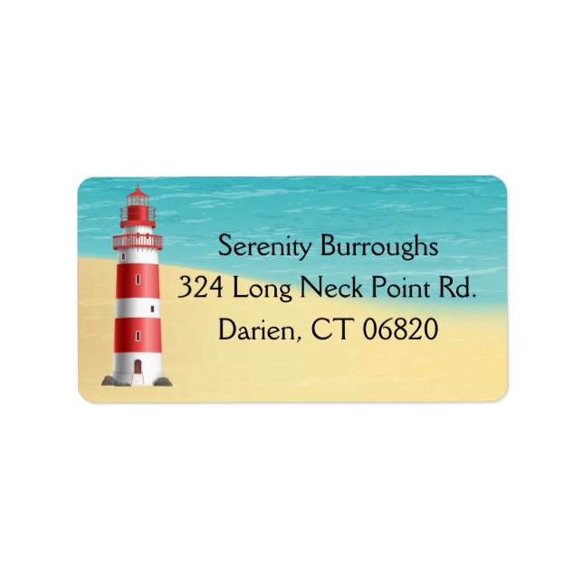 Nautical Lighthouse Beach Ocean Summer Wedding Label (Front)