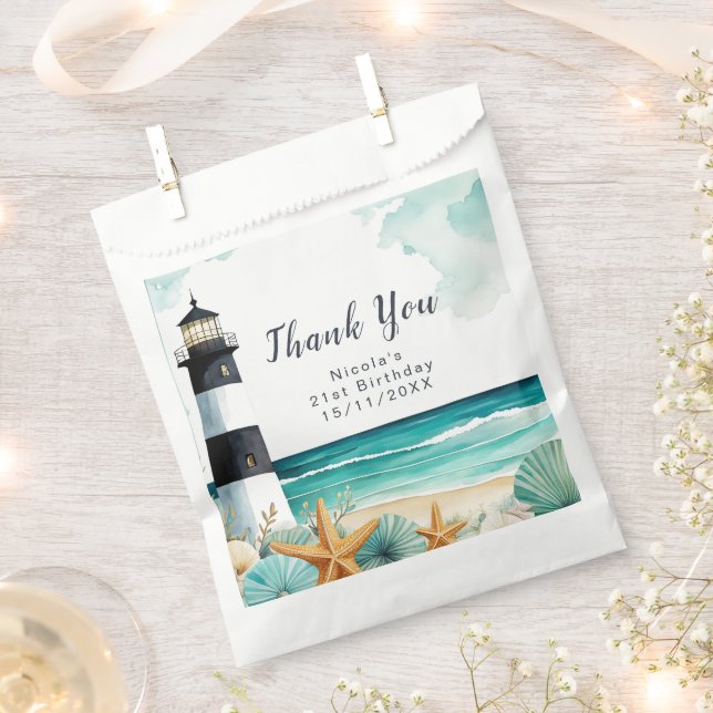 Nautical Lighthouse Birthday Favour Bags (Clipped)
