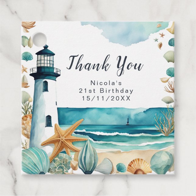 Nautical Lighthouse Birthday Favour Tags (Front)