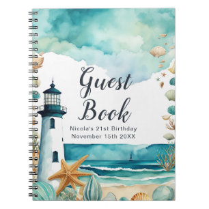 Nautical Lighthouse Birthday Party Guest Book