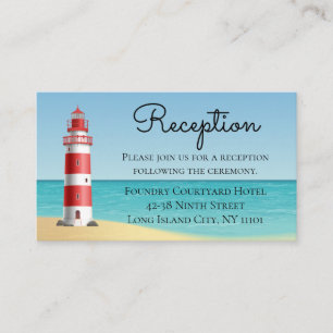 Nautical Lighthouse Blue Beach Wedding Reception Enclosure Card
